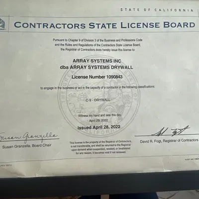 Array Systems drywall