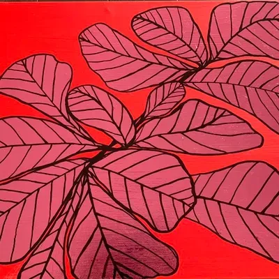 Pink Leaf Paint & Paper