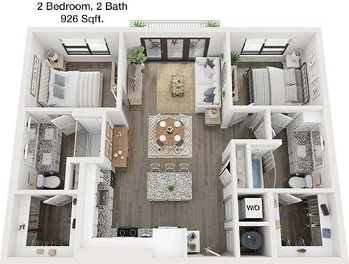 #1  Floor Plan 2x2 - Lynn Cora, Grand Prairie, TX for Rent