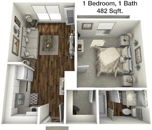 #1  Floor Plan 1x1 - Montebello Gardens, Houston, TX for Rent