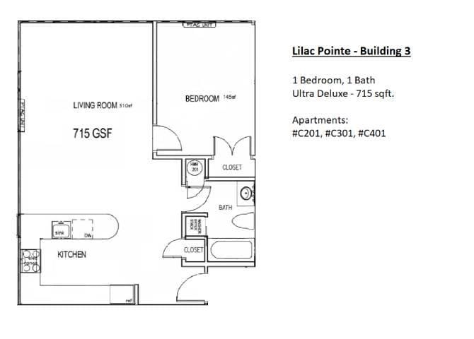 Lilac Pointe C Building - 1 Bedroom Deluxe+ for Rent