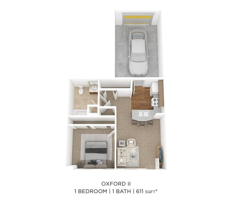 Worthington Apartments and Townhomes - One Bedroom - Oxford II - 611 sqft for Rent