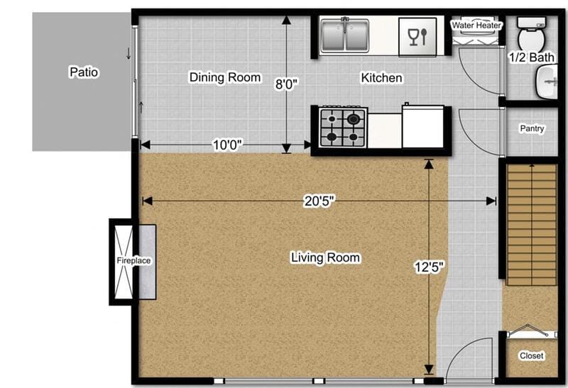 Huntington Hills Townhomes - 3 Bedroom 1 1/2 Bath Town Home for Rent