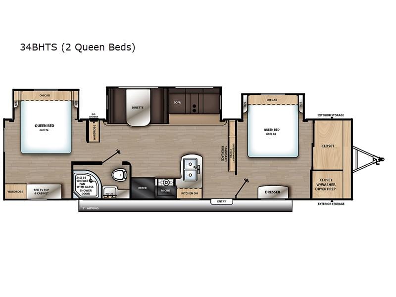 2024 Forest River Aurora 34BHTS (2 Queen Beds) for Sale