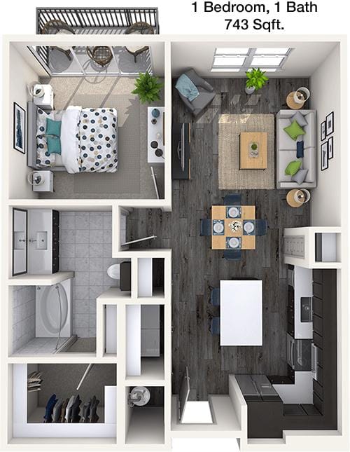 #9  Floor Plan 1x1 - Central Square At Frisco, Frisco, TX for Rent