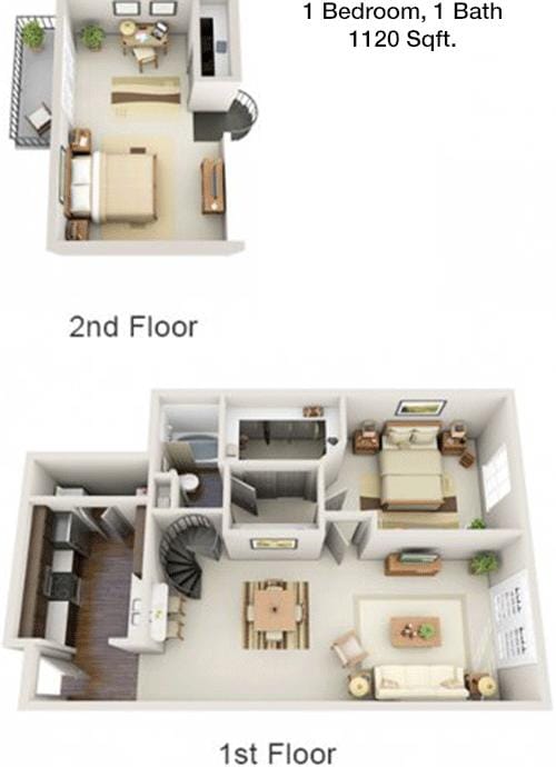 #2  Floor Plan 1x1 loft - Deerwood, Houston, TX for Rent