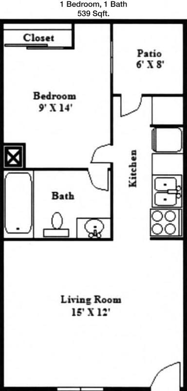 #1  Floor Plan 1x1 - Harlowe, Garland, TX for Rent