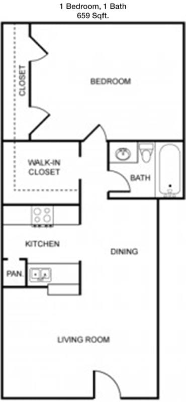#7  Floor Plan 1x1 TH - Rockridge Springs, Houston, TX for Rent