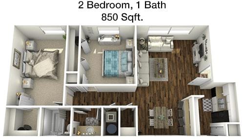 #1  Floor Plan 2x1 - Trails At Westcreek, Fort Worth, TX for Rent