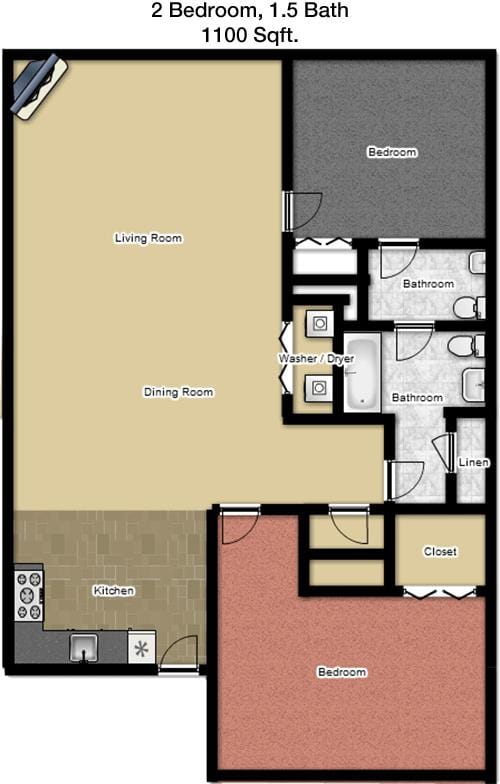 #1  Floor Plan 2x1.5 - Windsor Place Townhomes, Plano, TX for Rent