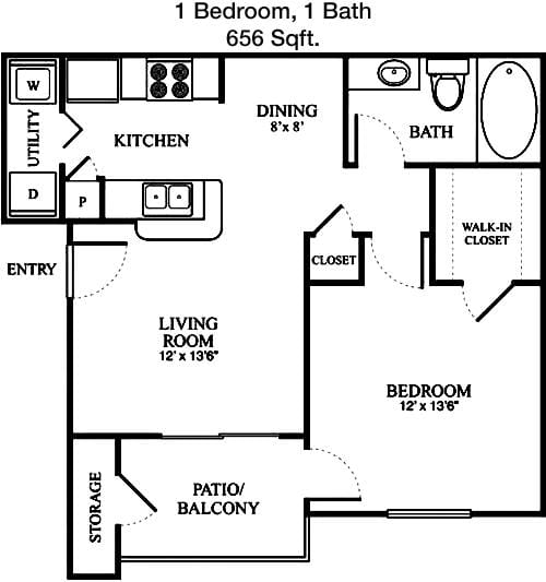 #1  Floor Plan 1x1 - Eagle Crest, Humble, TX for Rent